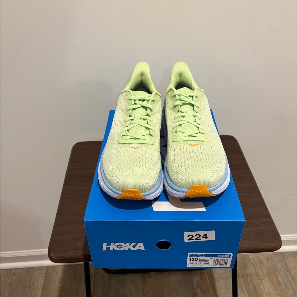 Hoka Light Green M Clifton 8 size 13 D Athletic Shoes